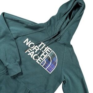 North Face Green Plaid Logo Hoodie Sweatshirt Sz XS Gorpcore Normcore *read